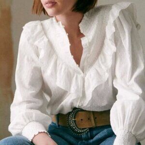 (Sezane) Marty Blouse in Ecru Dot